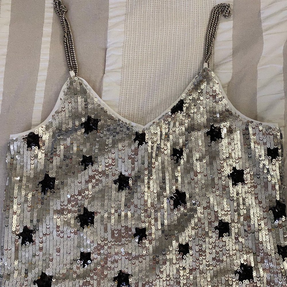 Silver Sequin Star Top